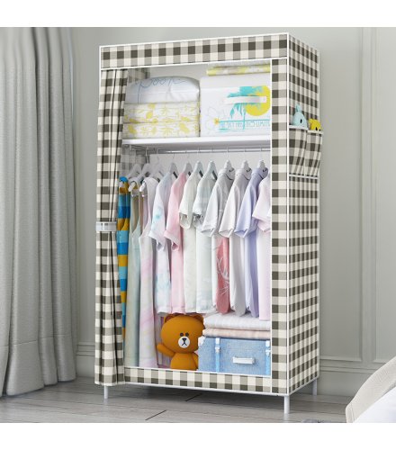 HD305 - Dustproof Wardrobe With Side Storage Pocket Home Dorm Clothes Blanket Organizer